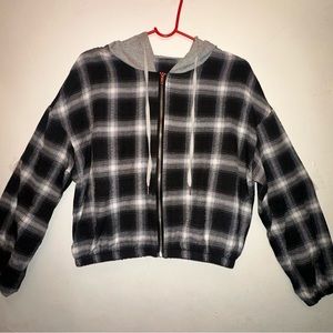 plaid flannel sweater with hoodie